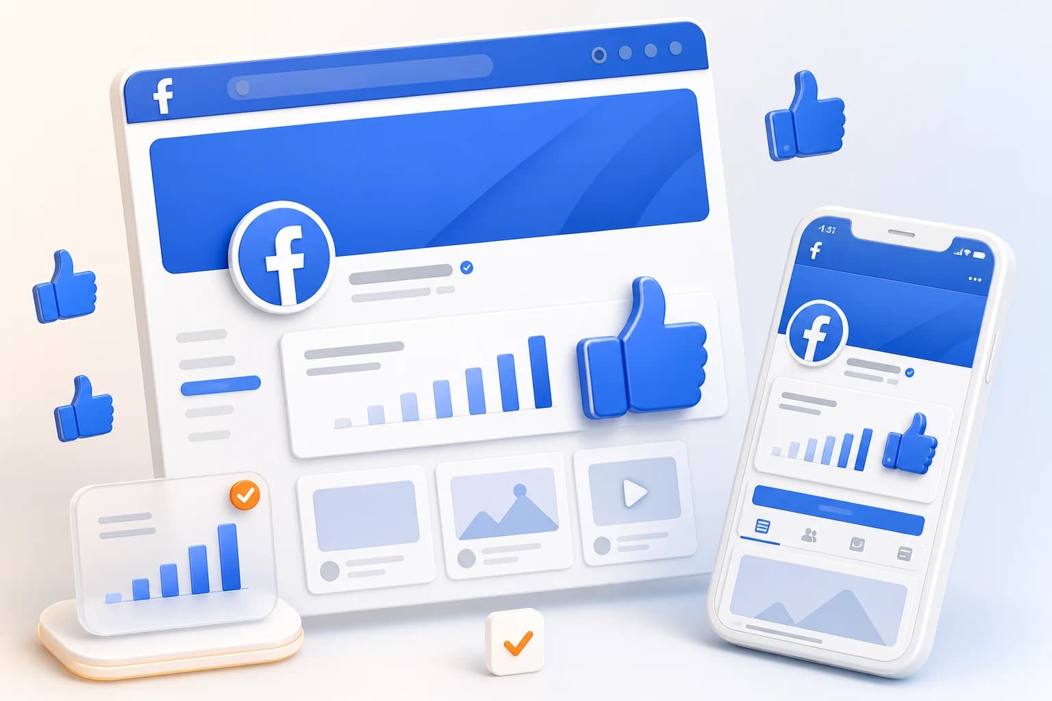 Facebook Business Page likes and Meta Business Suite analytics illustration