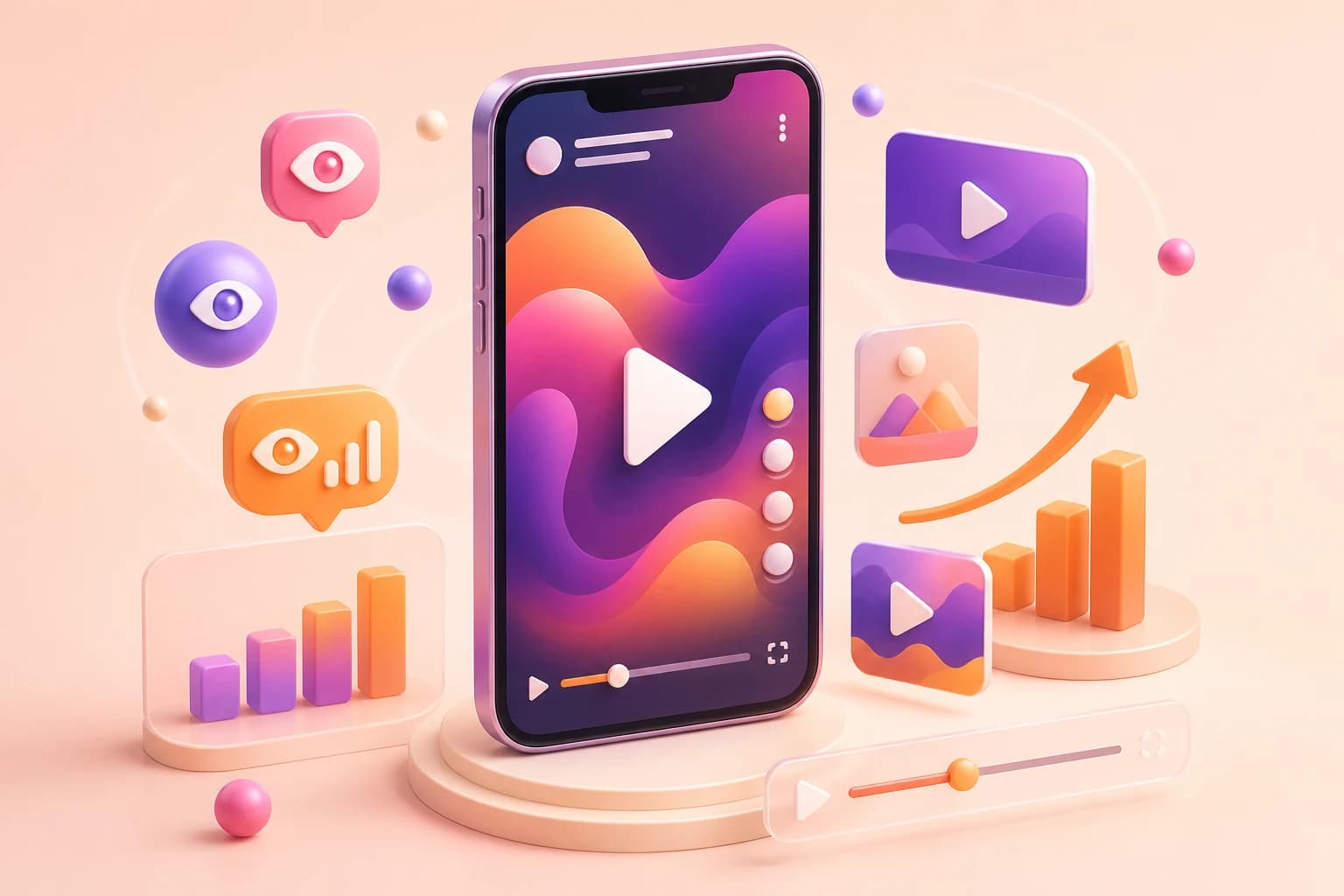 Instagram views growth service dashboard illustration
