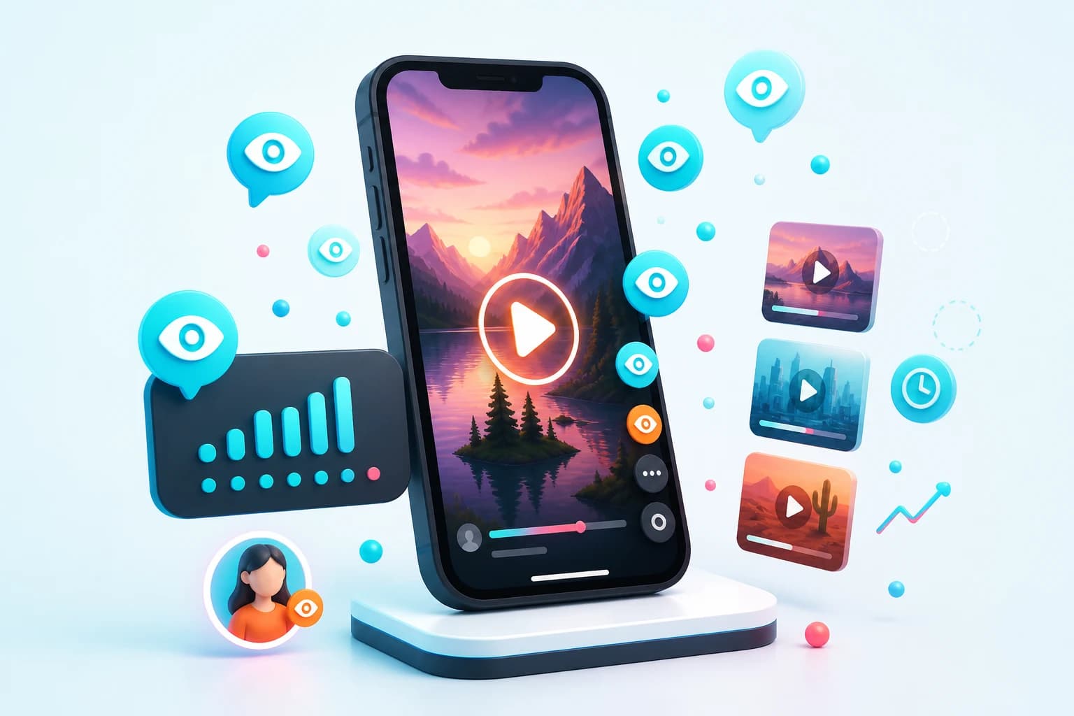 TikTok video views and reach analytics illustration