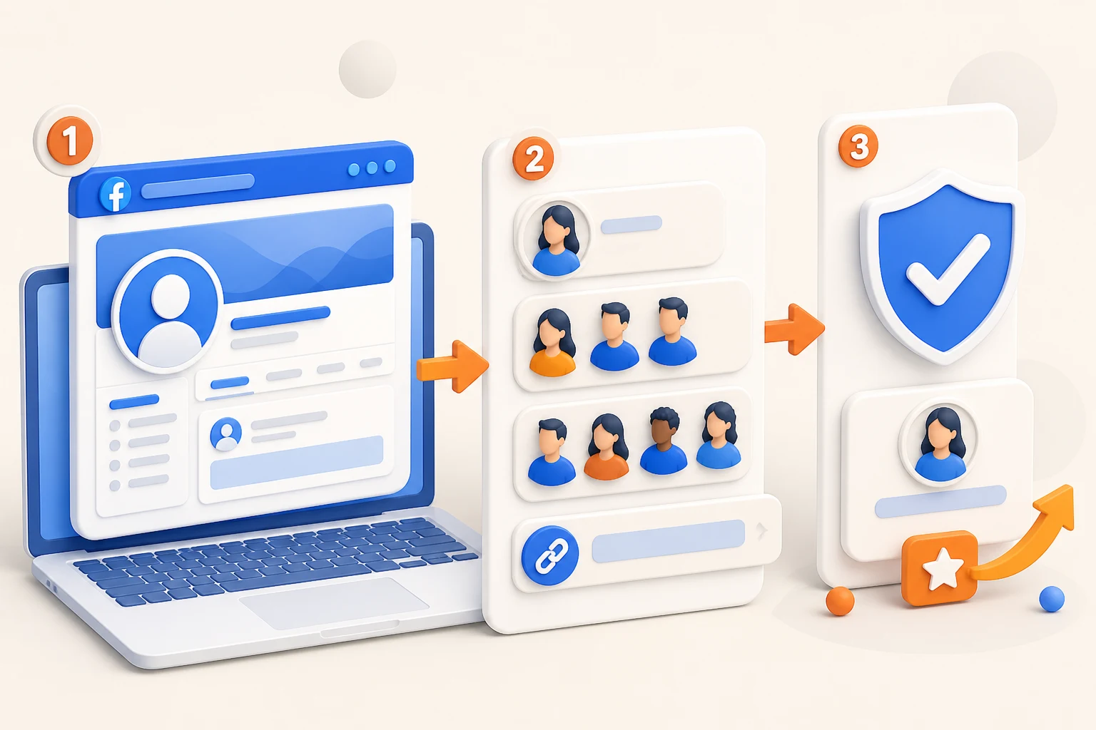 Facebook follower ordering process using a public Page URL