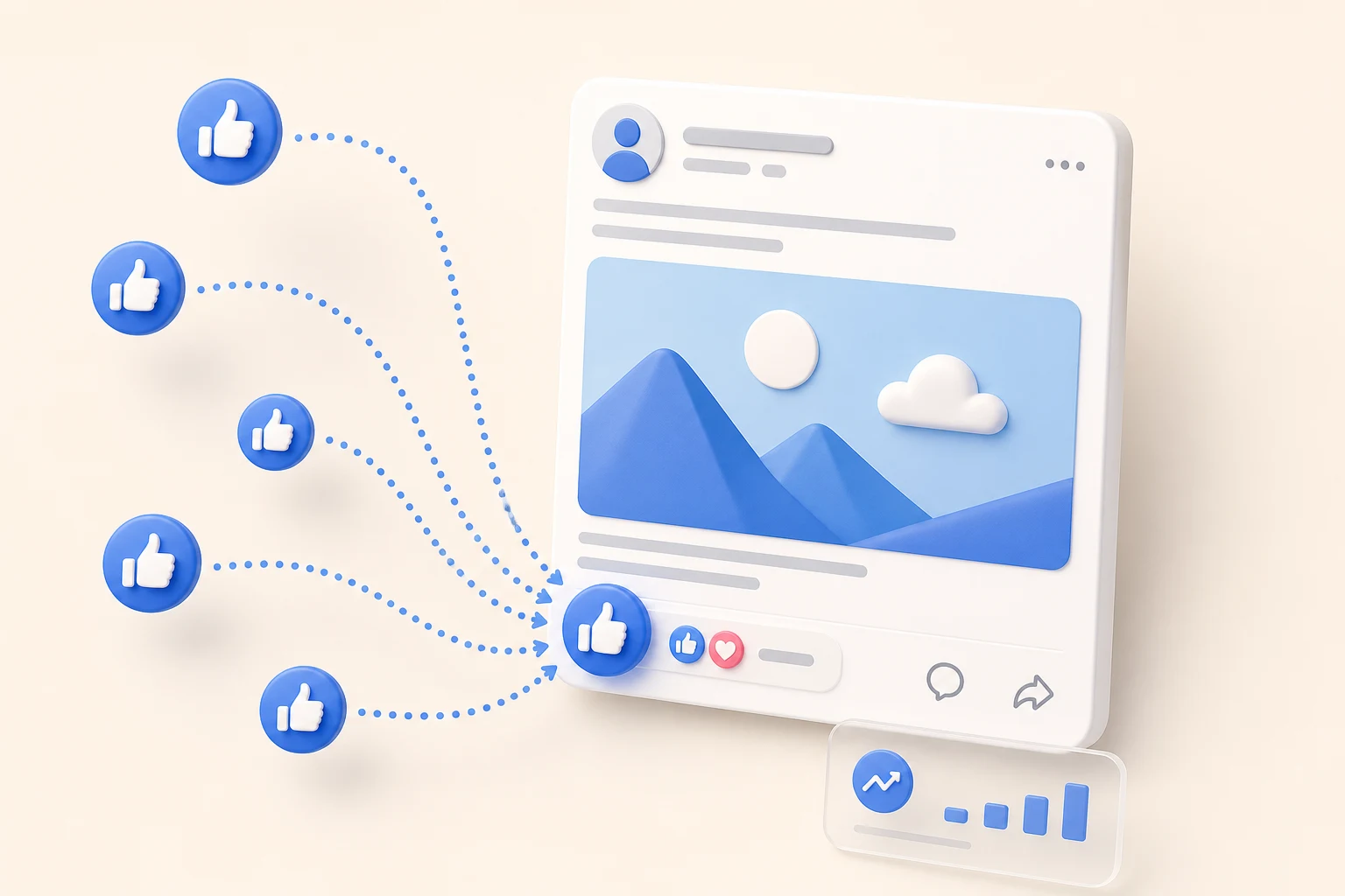 Facebook post showing likes and audience interaction