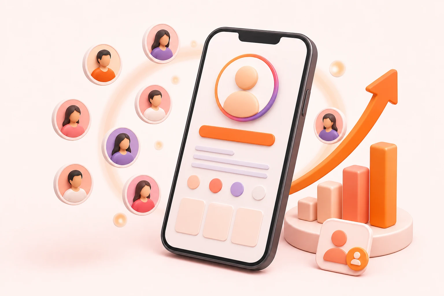 Instagram profile metrics showing follower count alongside engagement activity