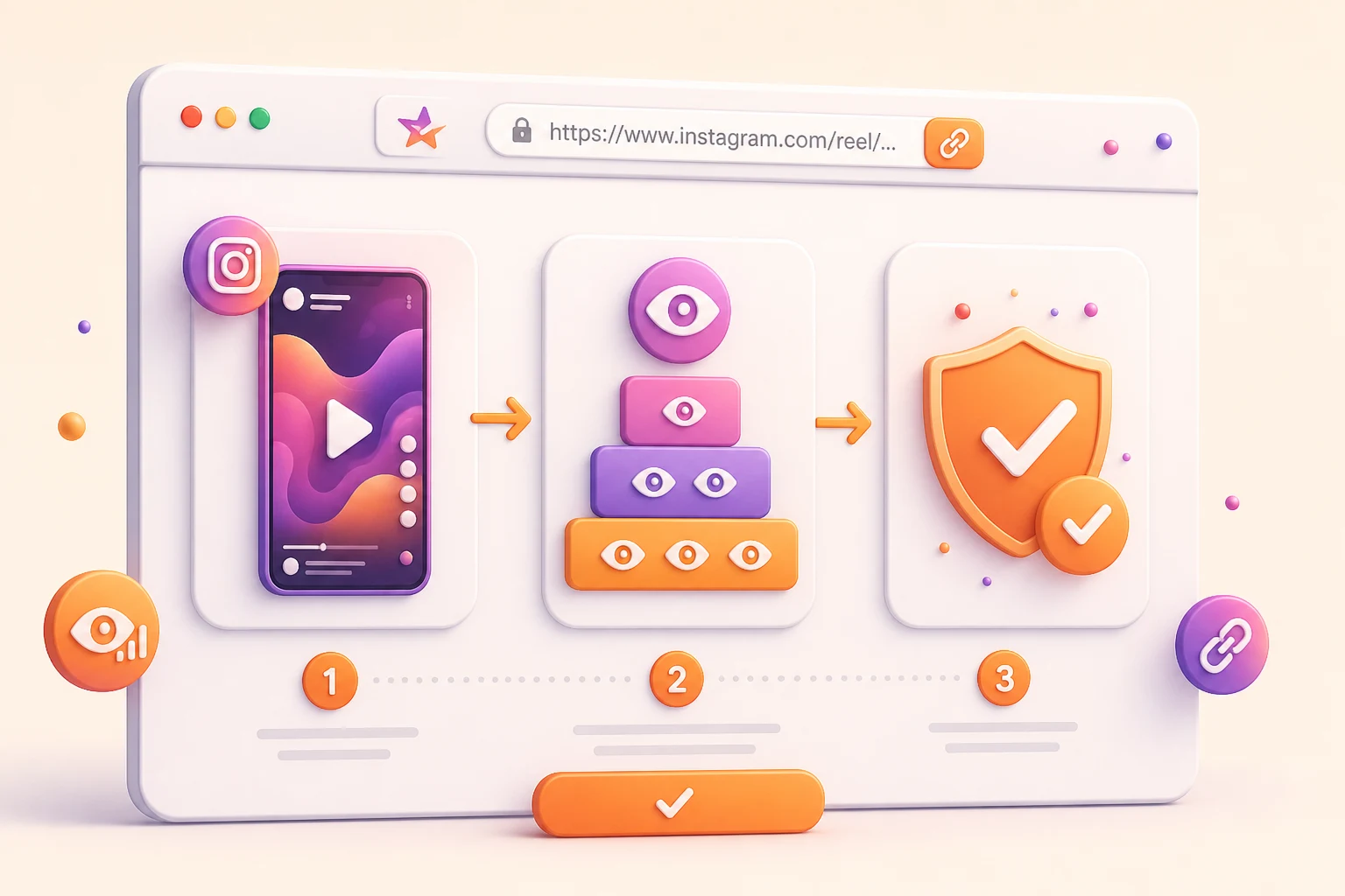 Instagram views ordering process using a public Reel or video link