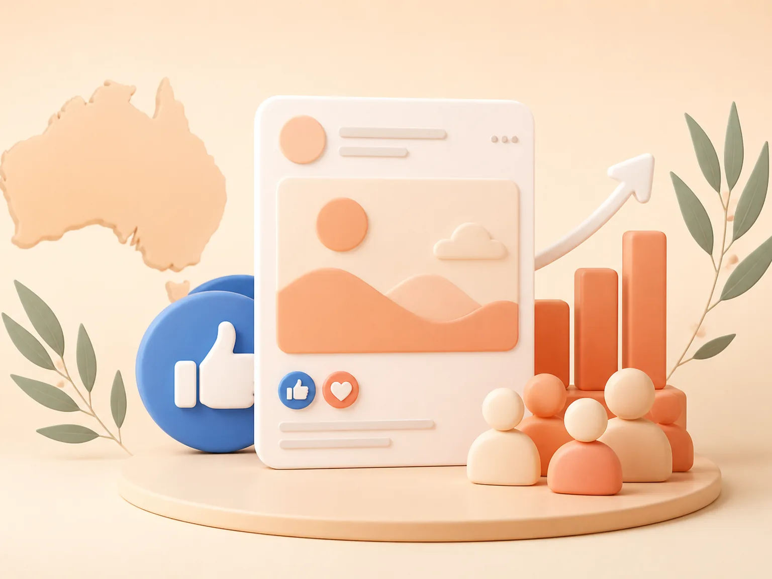 Buy Facebook Page Likes Australia illustration showing visible Page Likes versus separate organic and business outcomes