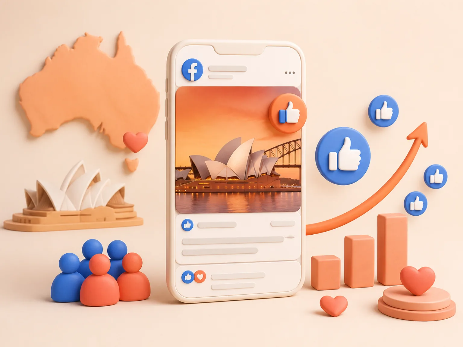 Buy Facebook Page Likes Australia illustration showing why this Page Likes metric supports profile or content presentation