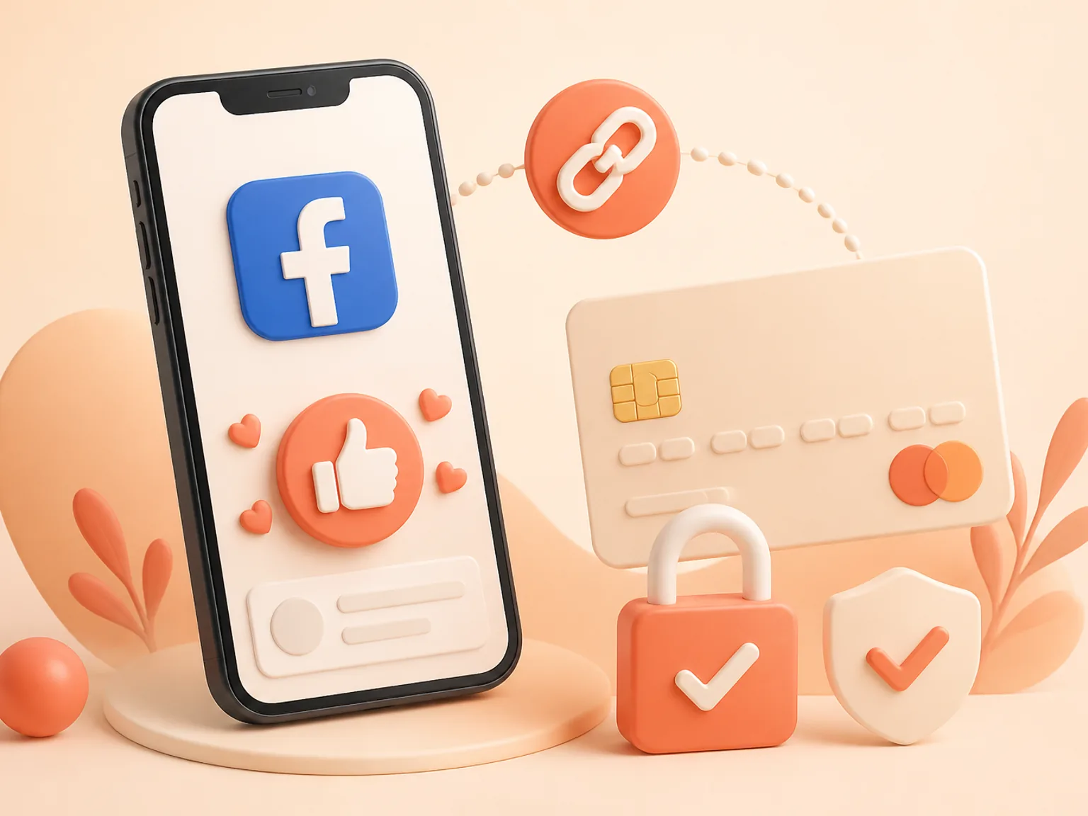 Buy Facebook Post Likes Australia illustration showing a simple public-link order flow with no password required