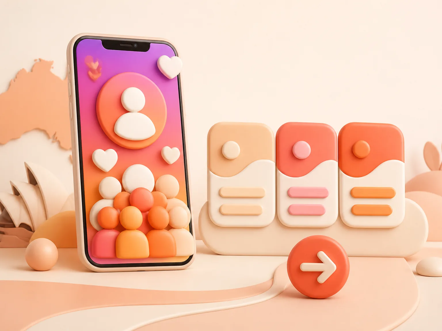 Buy Instagram Followers Australia illustration showing package selection and checkout for this service
