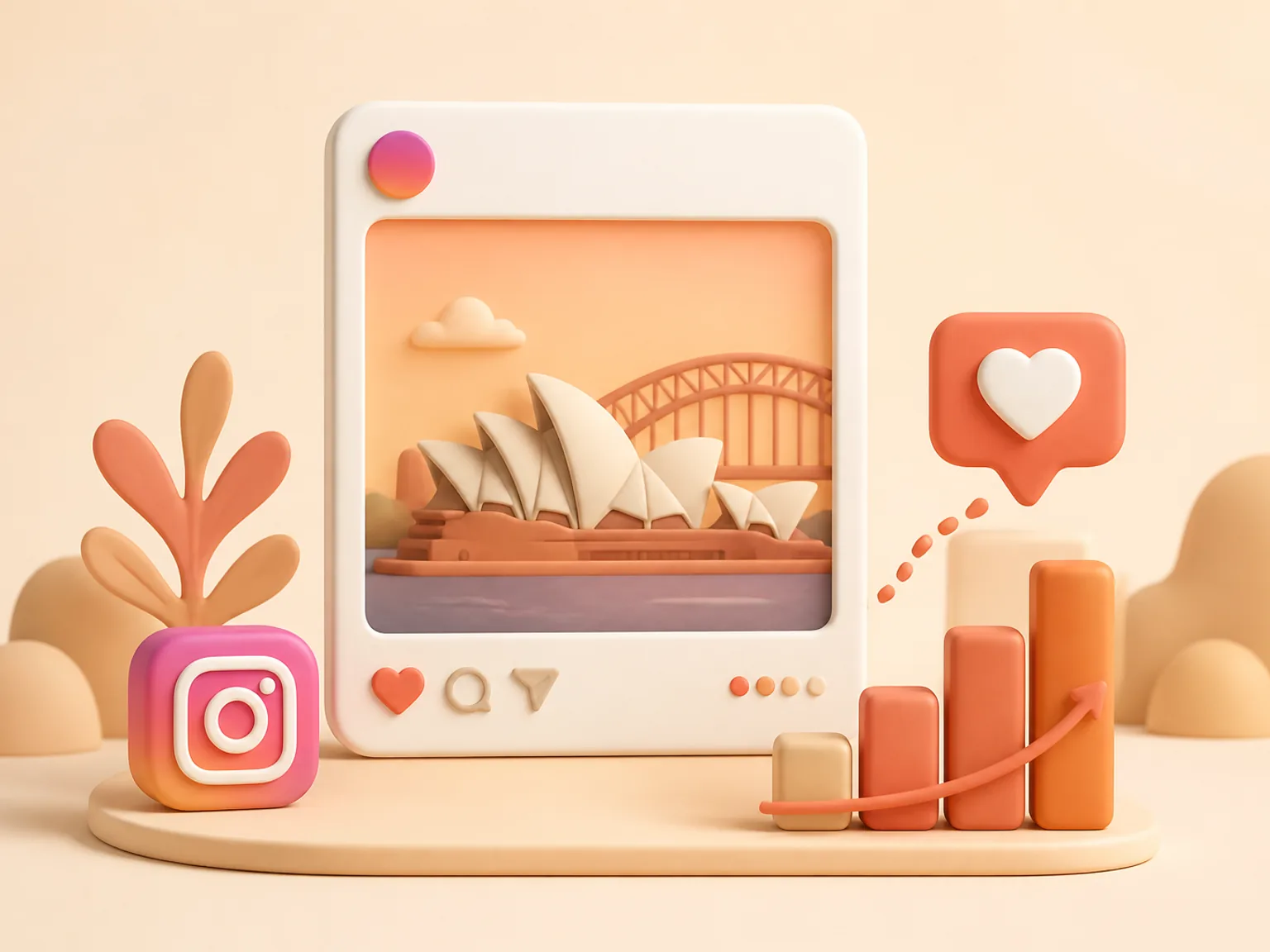 Buy Instagram Likes Australia illustration showing visible Likes versus separate organic and business outcomes