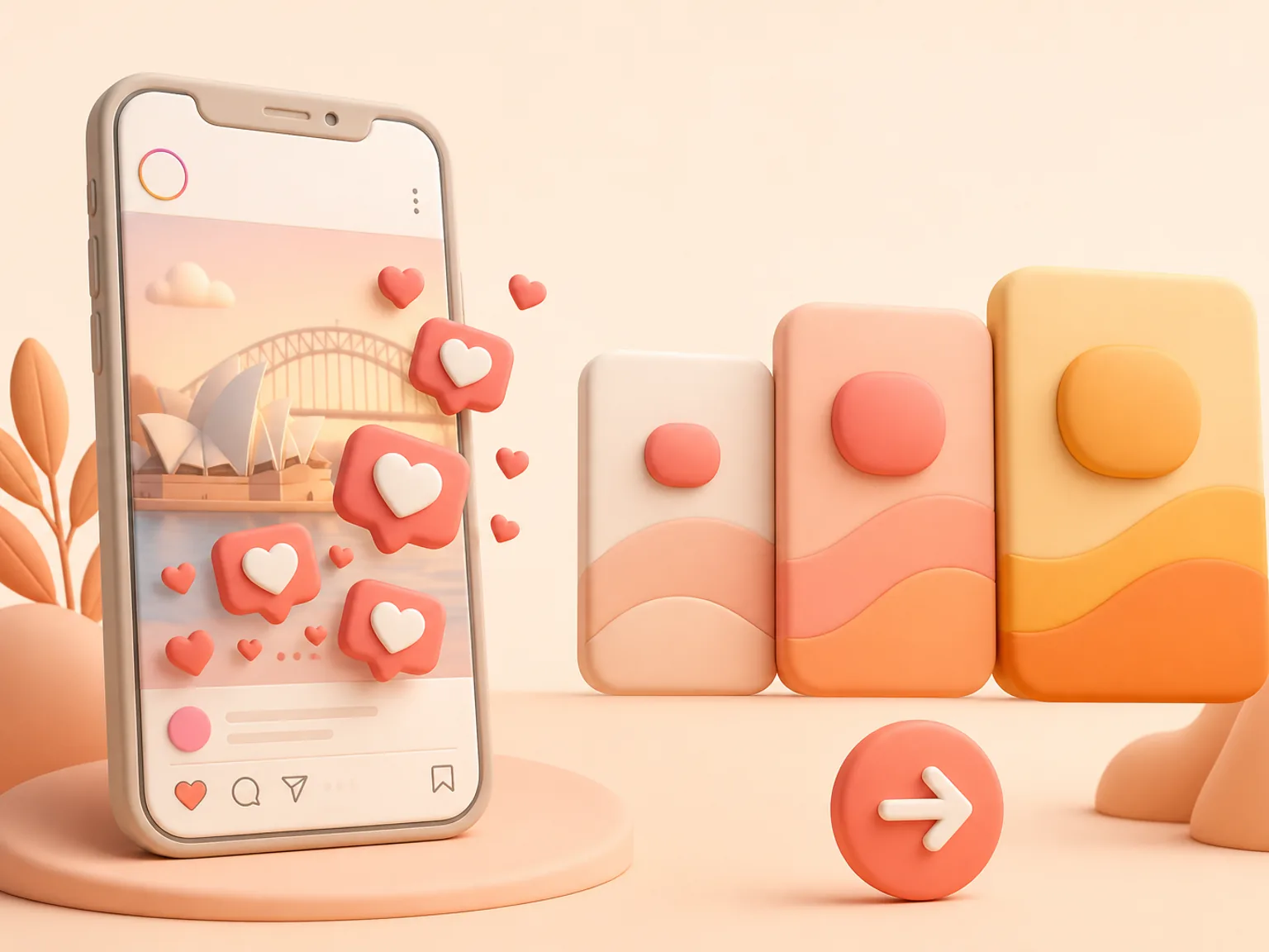 Buy Instagram Likes Australia illustration showing package selection and checkout for this service