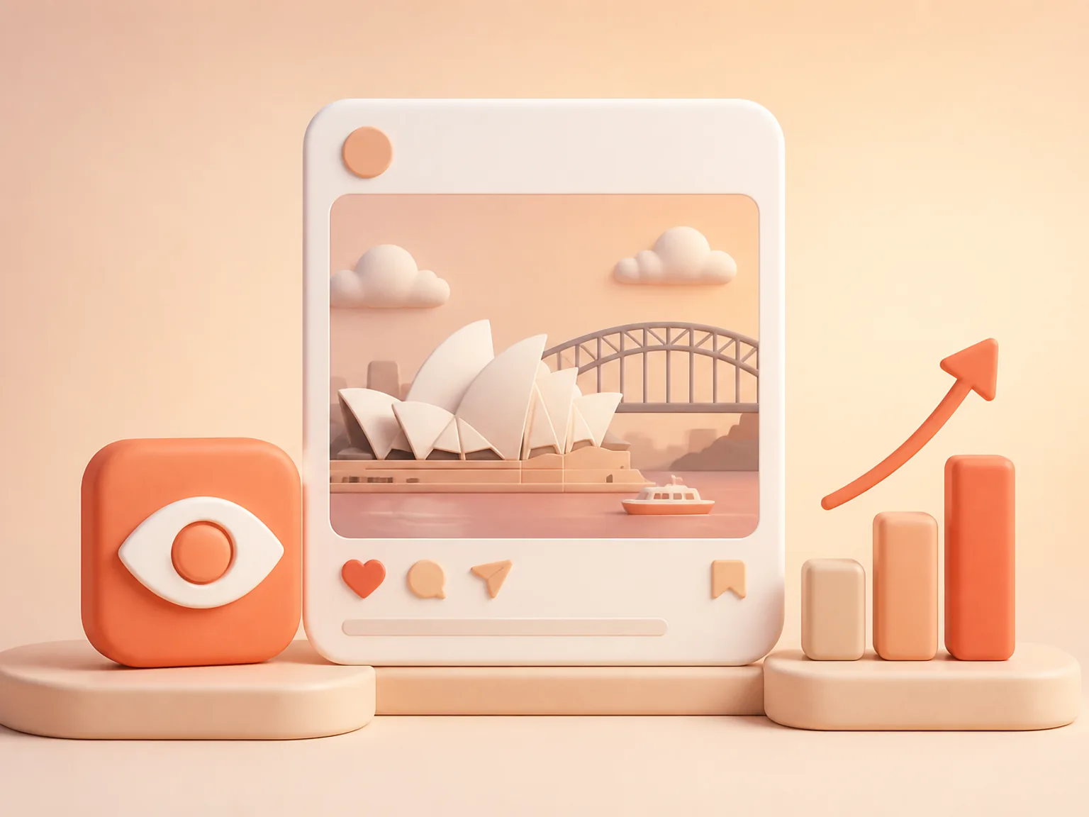 Buy Instagram Views Australia illustration showing visible Views versus separate organic and business outcomes