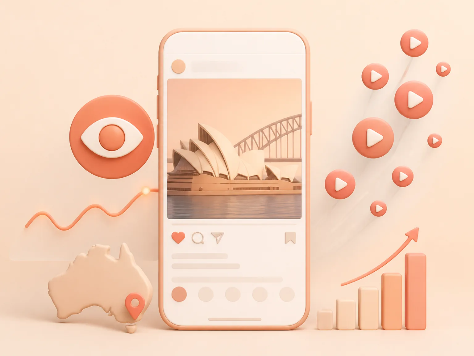 Buy Instagram Views Australia illustration showing why this Views metric supports profile or content presentation