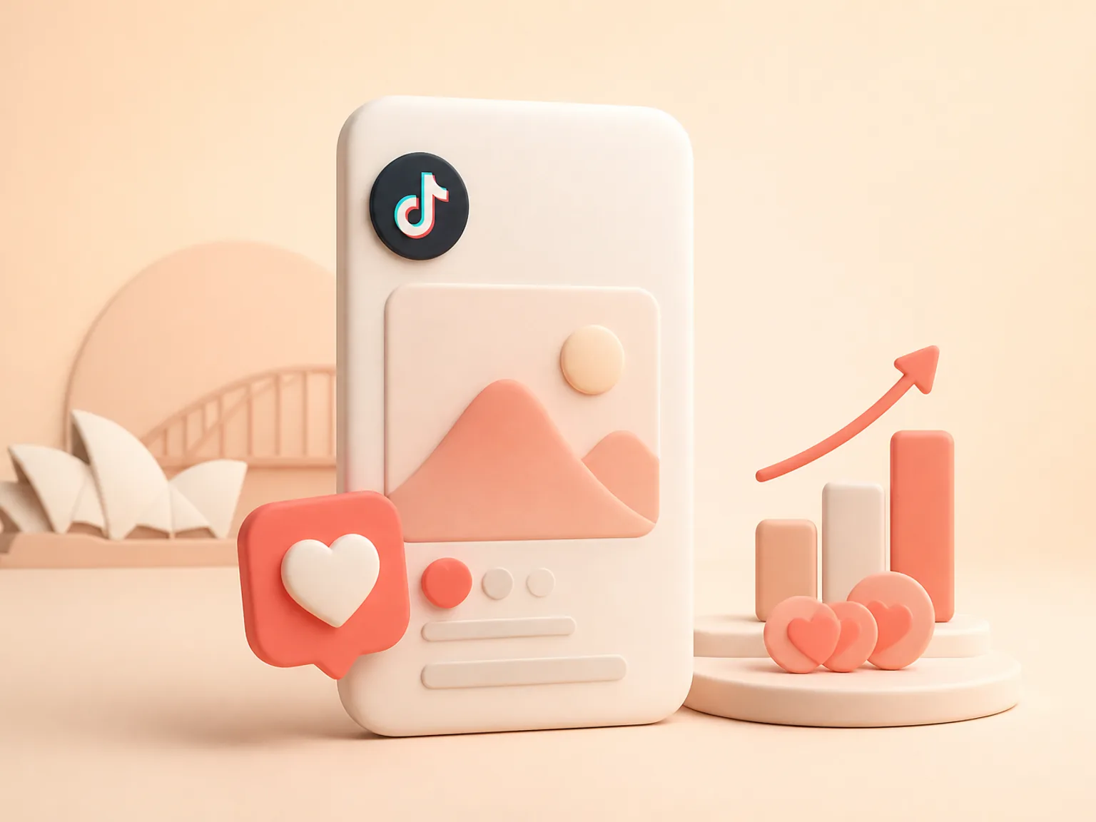 Buy TikTok Likes Australia illustration showing visible Likes versus separate organic and business outcomes