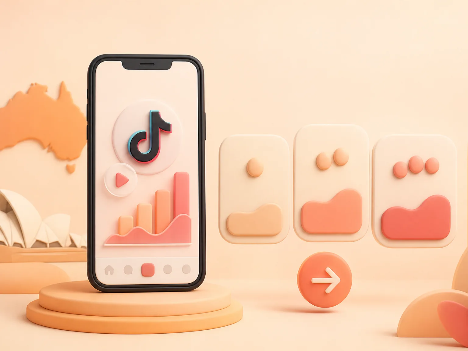 Buy TikTok Views Australia illustration showing package selection and checkout for this service