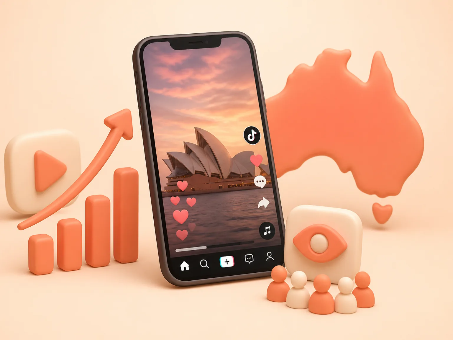 Buy TikTok Views Australia illustration showing why this Views metric supports profile or content presentation