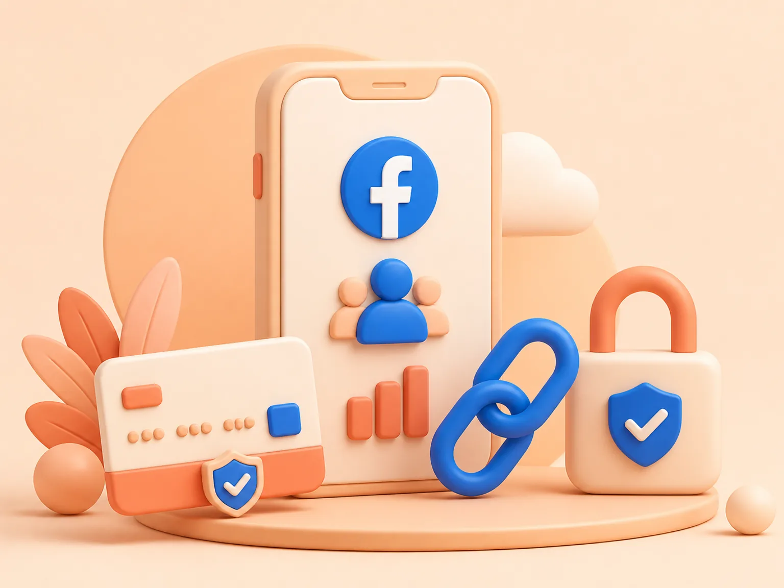 Buy Facebook Followers Canada illustration showing a simple public-link order flow with no password required