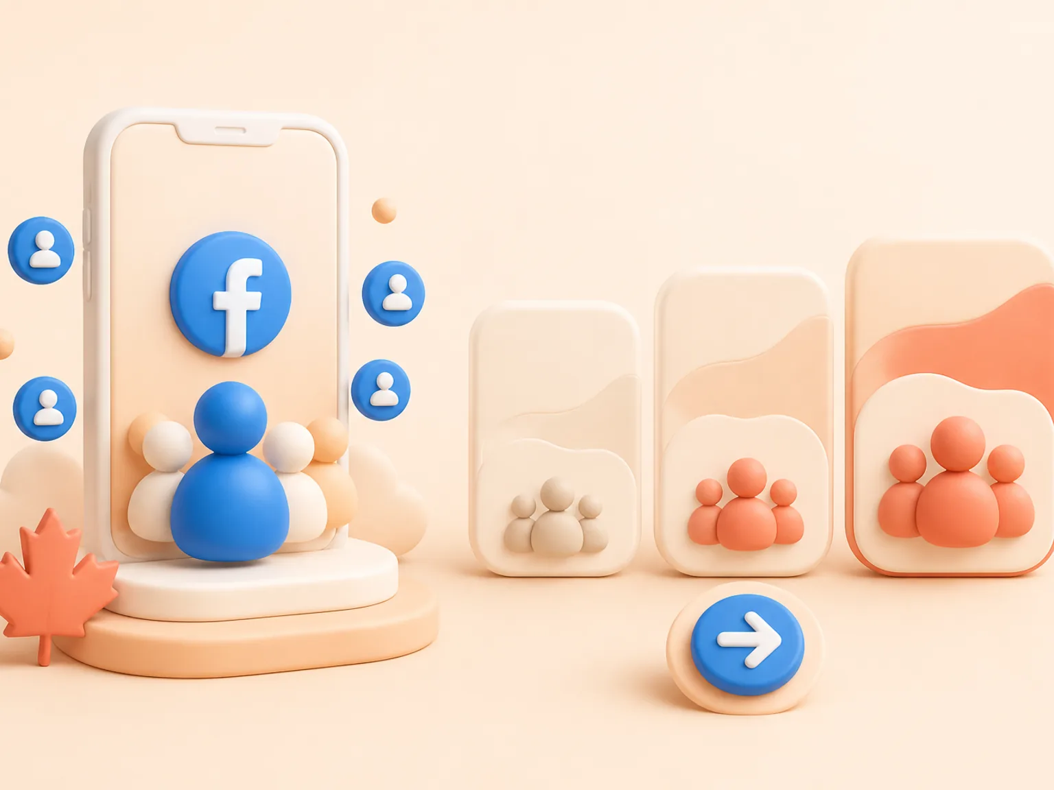 Buy Facebook Followers Canada illustration showing package selection and checkout for this service