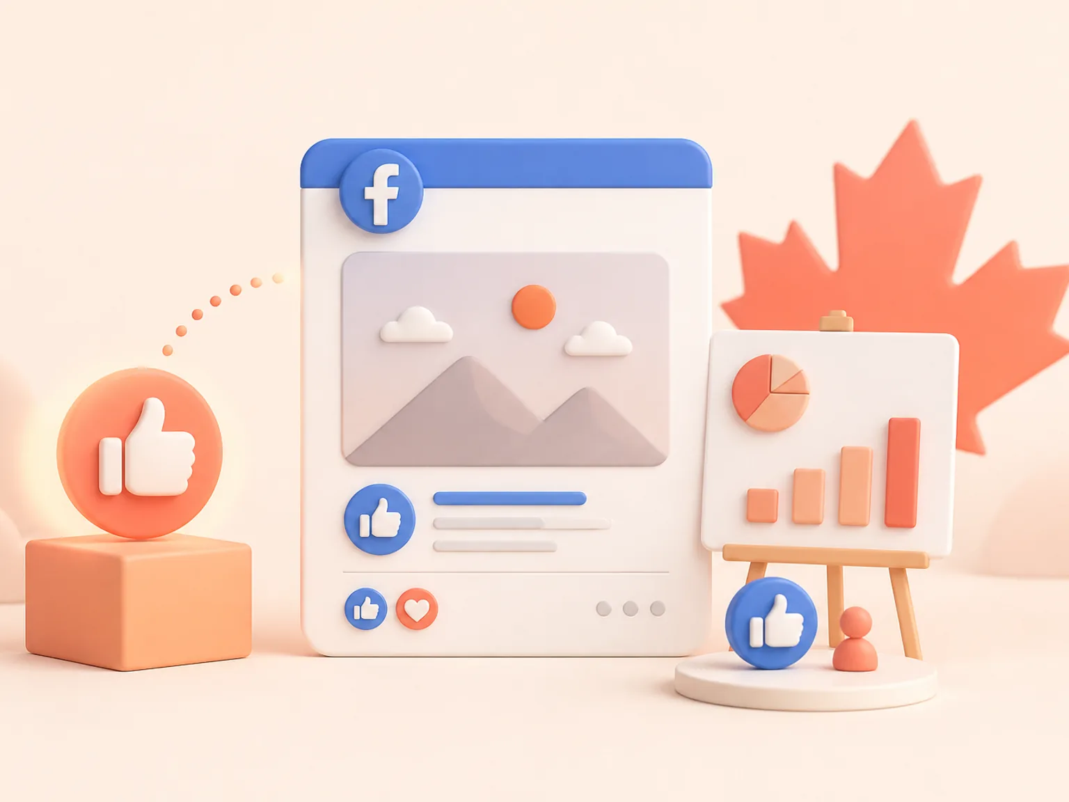 Buy Facebook Page Likes Canada illustration showing visible Page Likes versus separate organic and business outcomes