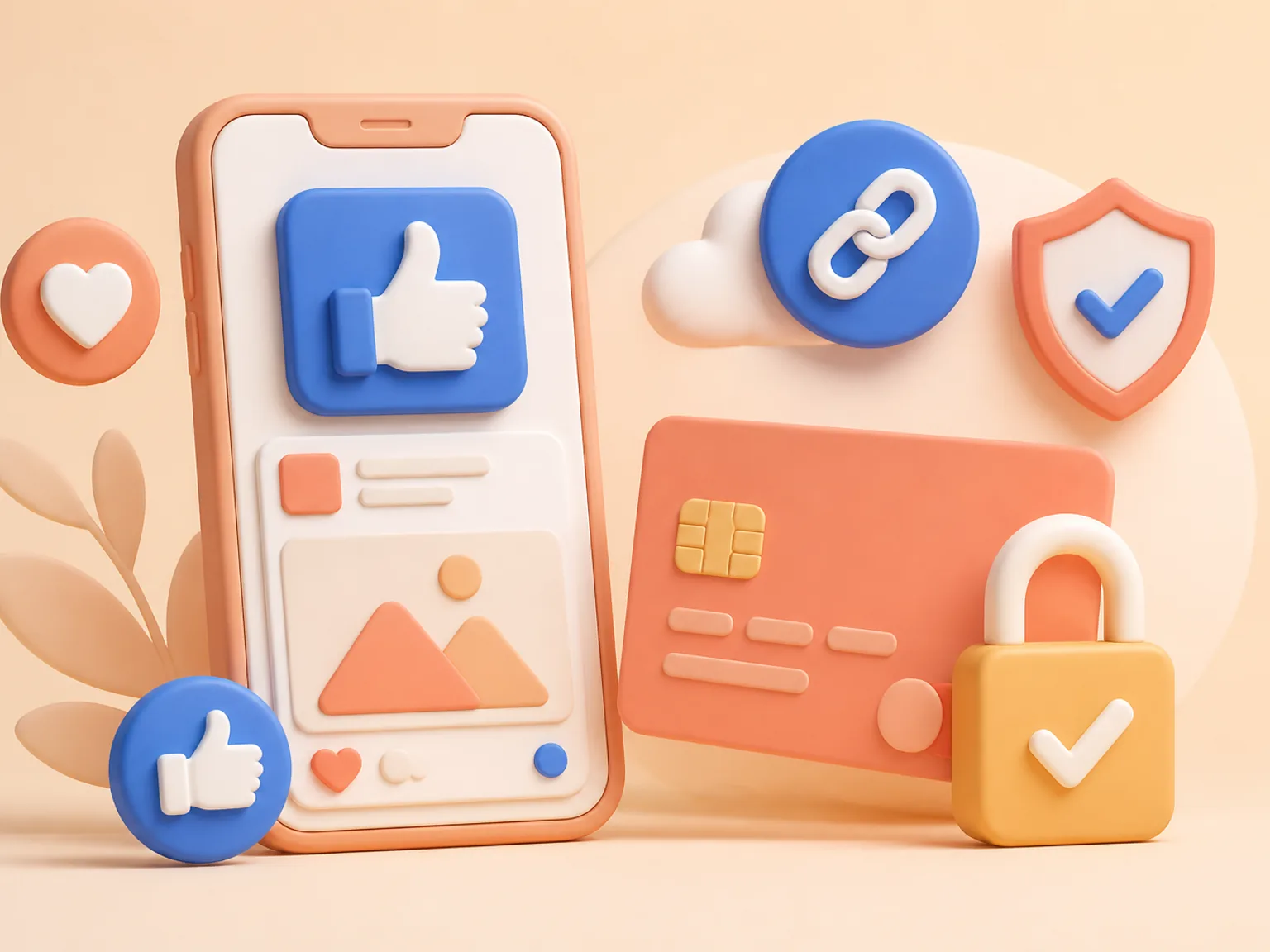 Buy Facebook Post Likes Canada illustration showing a simple public-link order flow with no password required