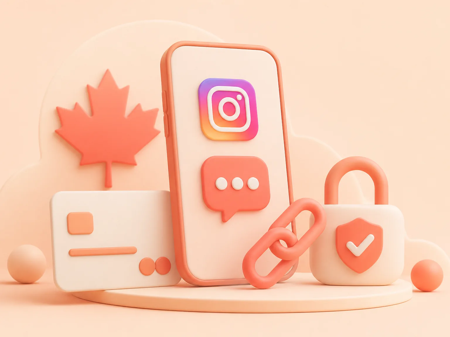 Buy Instagram Comments Canada illustration showing a simple public-link order flow with no password required