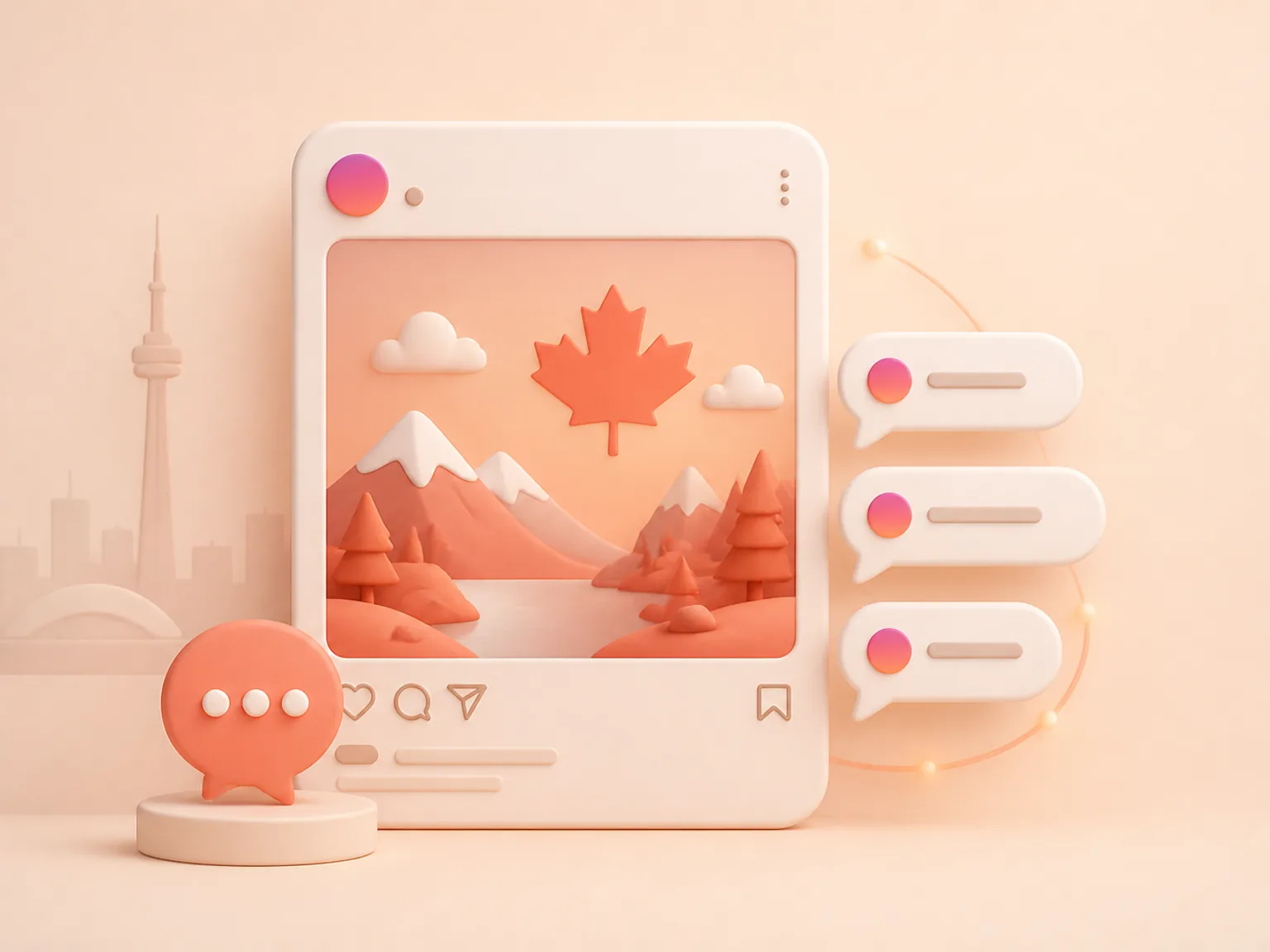 Buy Instagram Comments Canada illustration showing visible Comments versus separate organic and business outcomes