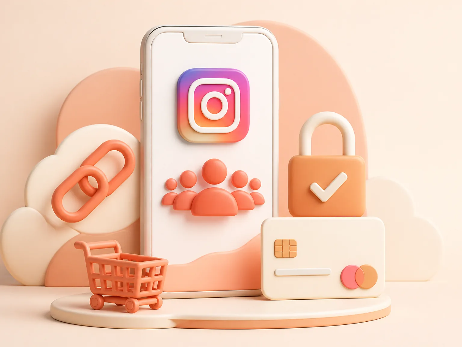 Buy Instagram Followers Canada illustration showing a simple public-link order flow with no password required