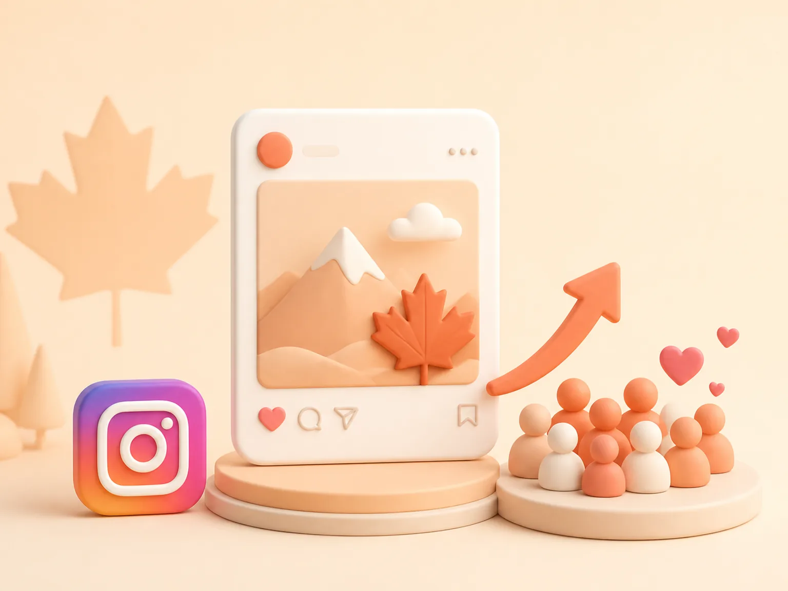 Buy Instagram Followers Canada illustration showing visible Followers versus separate organic and business outcomes
