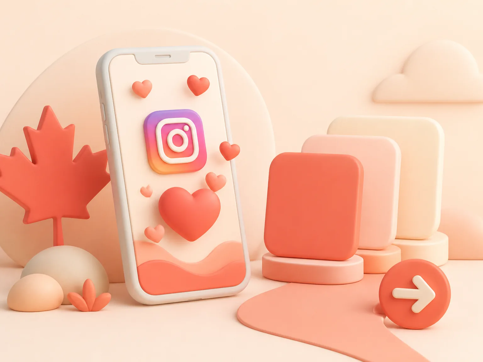 Buy Instagram Likes Canada illustration showing package selection and checkout for this service