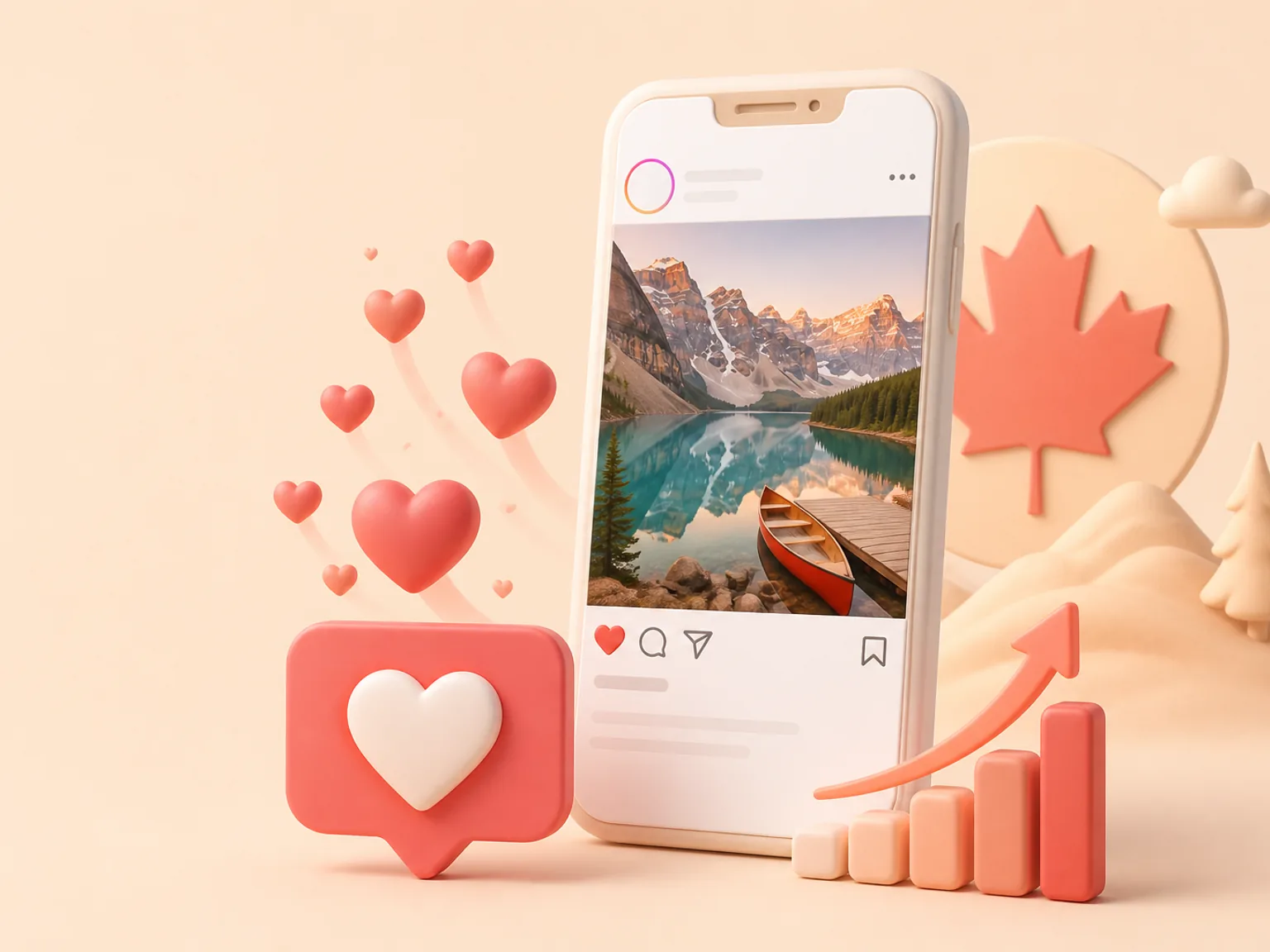 Buy Instagram Likes Canada illustration showing why this Likes metric supports profile or content presentation