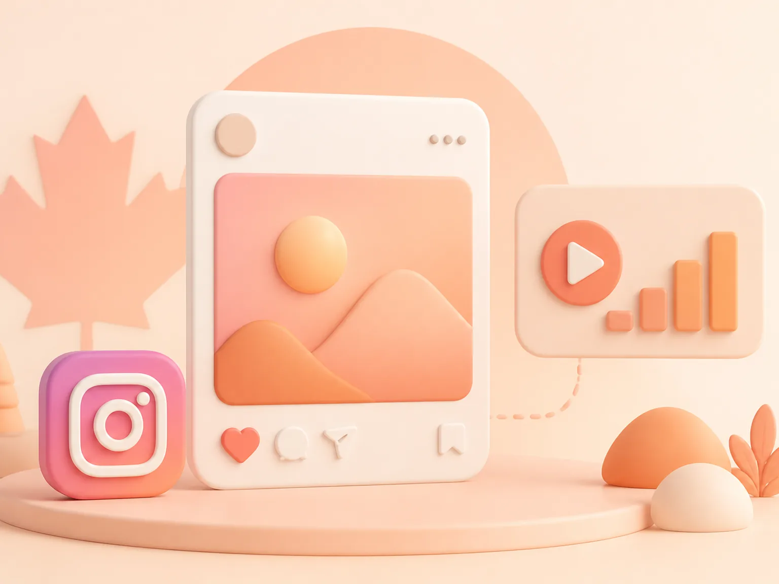Buy Instagram Views Canada illustration showing visible Views versus separate organic and business outcomes