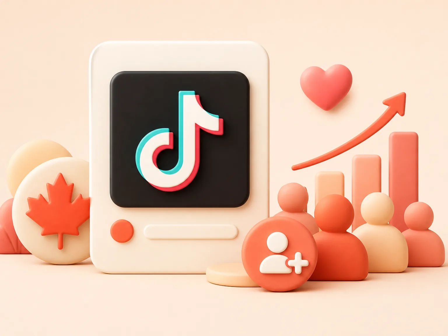Buy TikTok Followers Canada illustration showing visible Followers versus separate organic and business outcomes