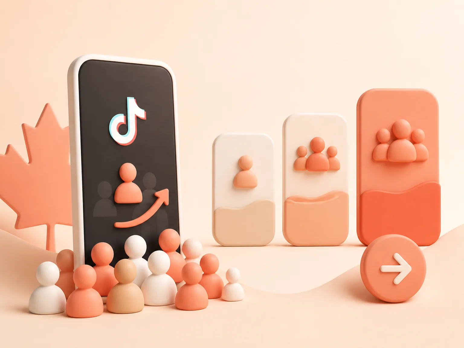 Buy TikTok Followers Canada illustration showing package selection and checkout for this service