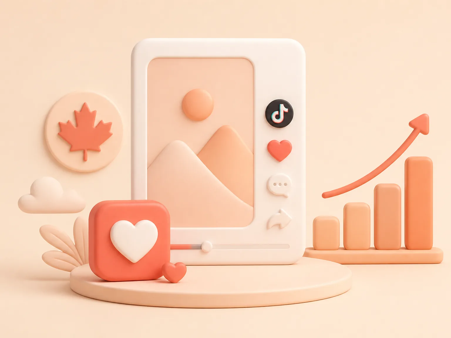 Buy TikTok Likes Canada illustration showing visible Likes versus separate organic and business outcomes