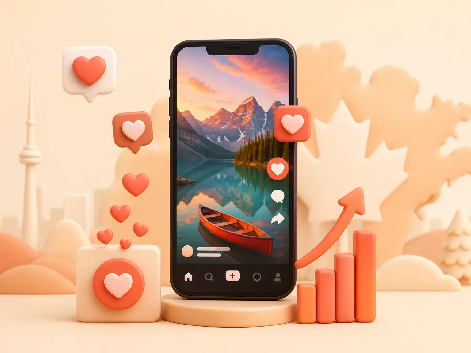 Buy TikTok Likes Canada illustration showing why this Likes metric supports profile or content presentation