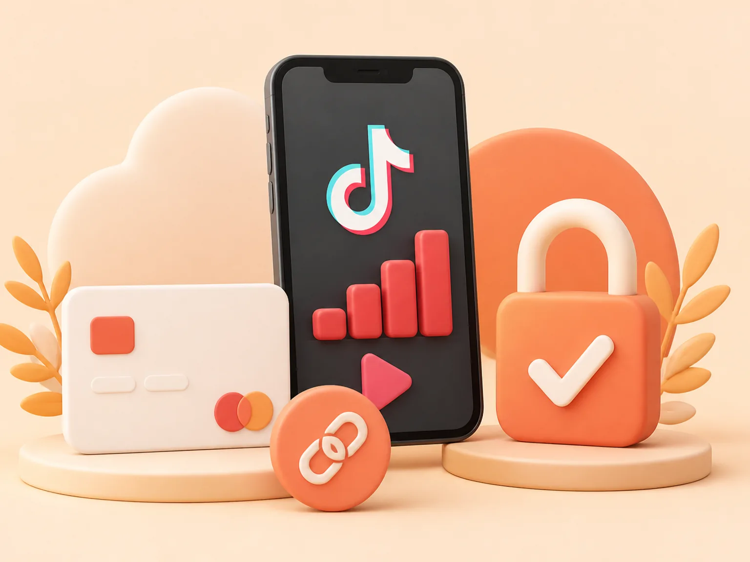 Buy TikTok Views Canada illustration showing a simple public-link order flow with no password required