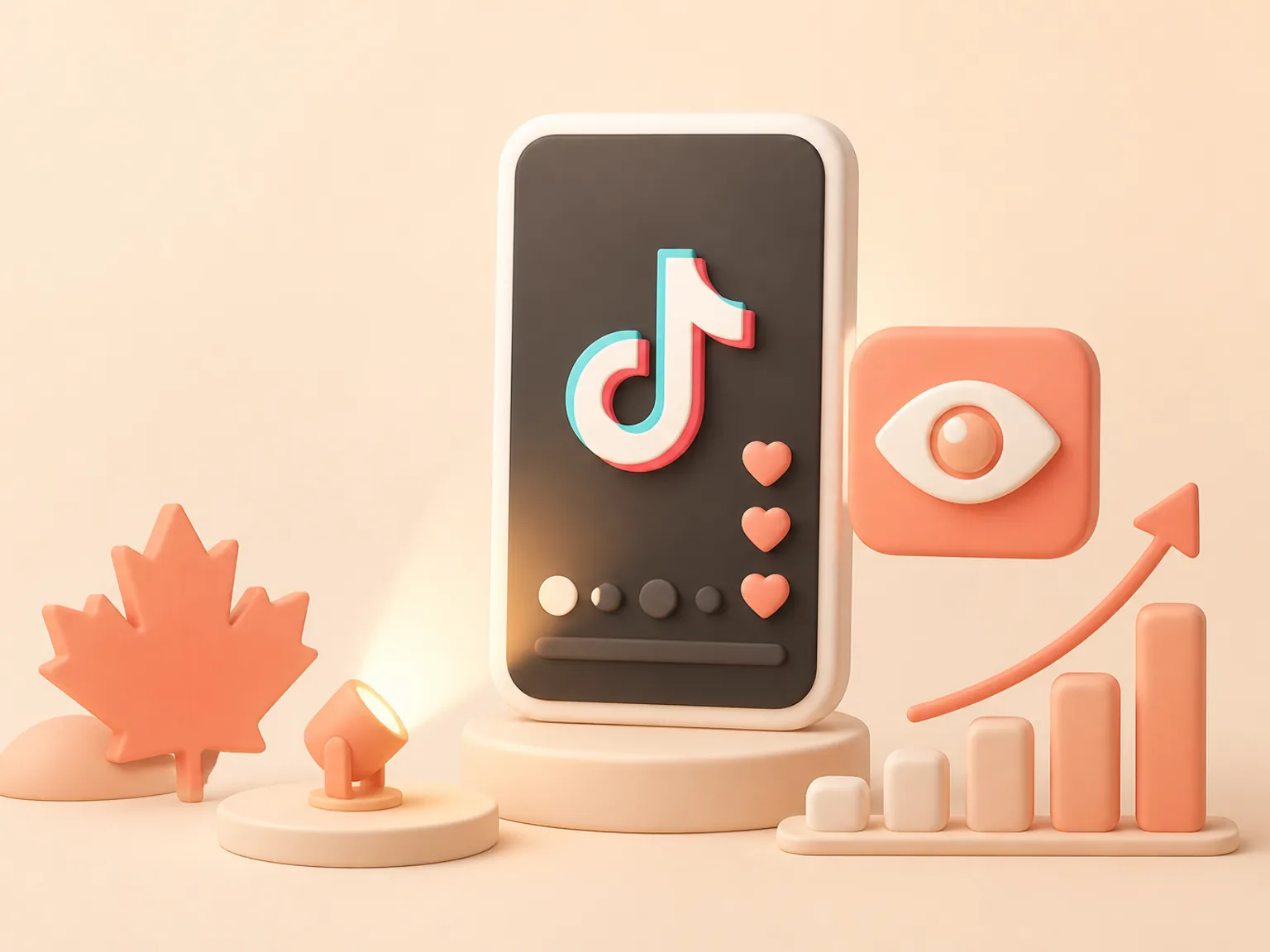 Buy TikTok Views Canada illustration showing visible Views versus separate organic and business outcomes