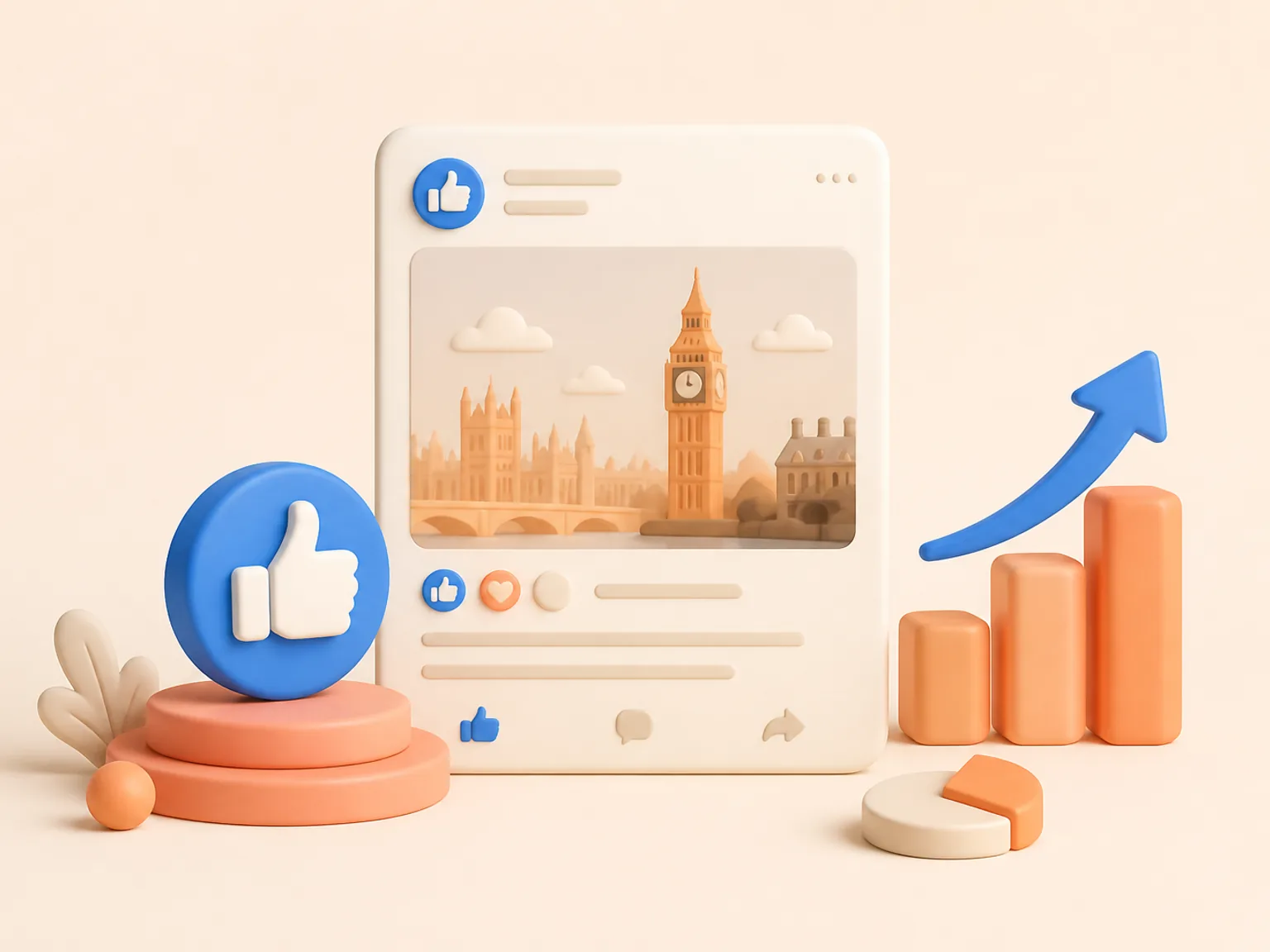 Buy Facebook Page Likes UK illustration showing visible Page Likes versus separate organic and business outcomes