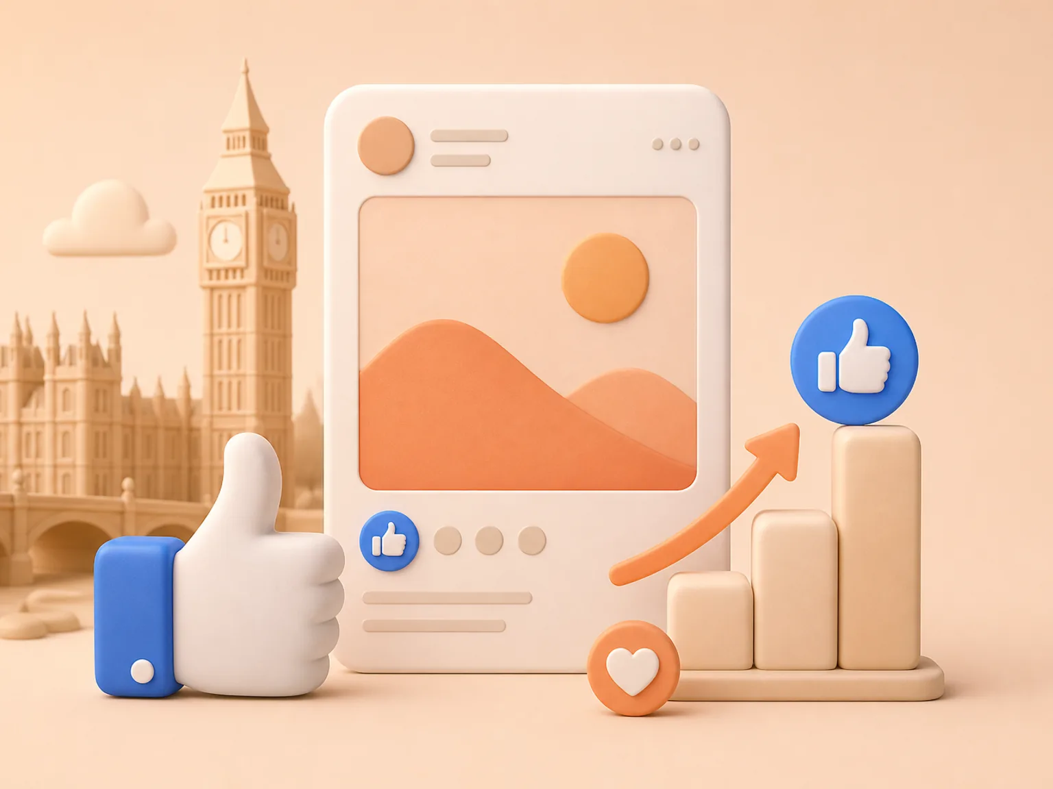 Buy Facebook Post Likes UK illustration showing visible Post Likes versus separate organic and business outcomes