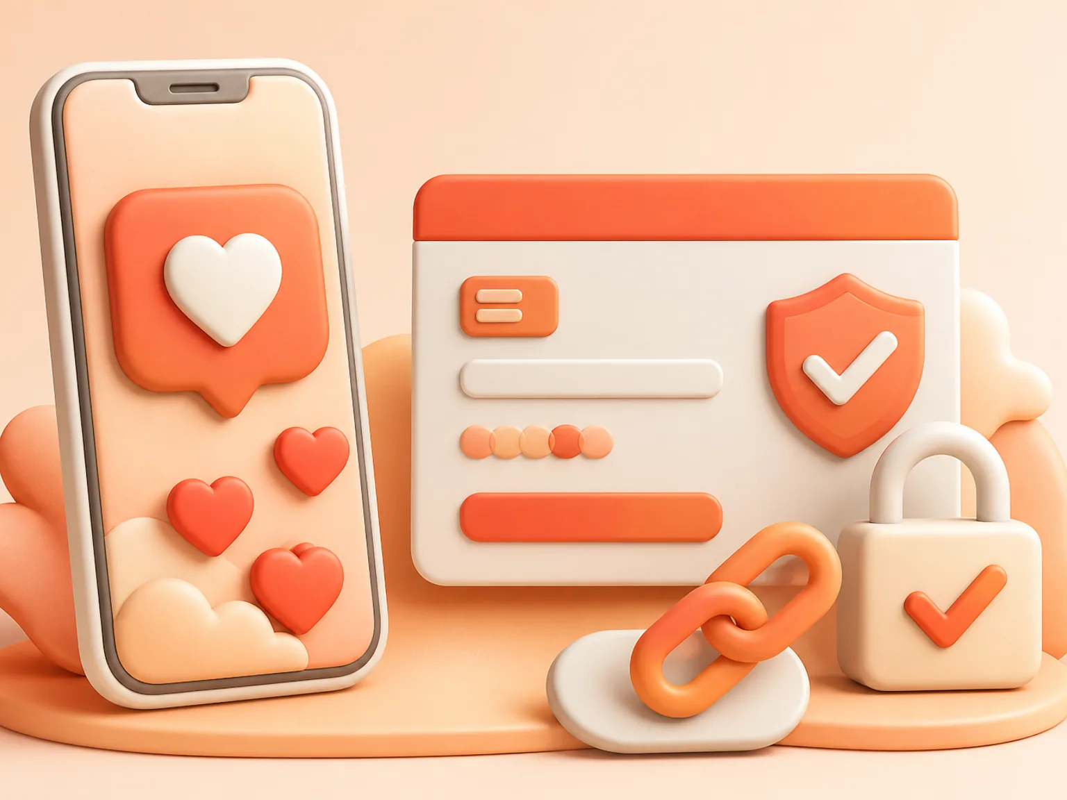 Buy Instagram Likes UK illustration showing a simple public-link order flow with no password required