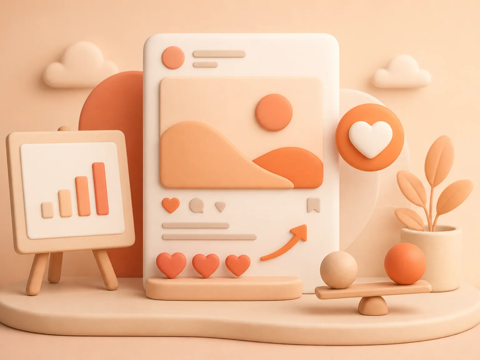 Buy Instagram Likes UK illustration showing visible Likes versus separate organic and business outcomes