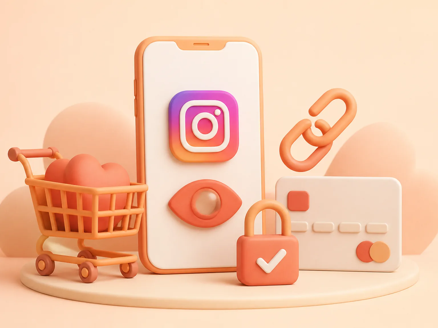 Buy Instagram Views UK illustration showing a simple public-link order flow with no password required