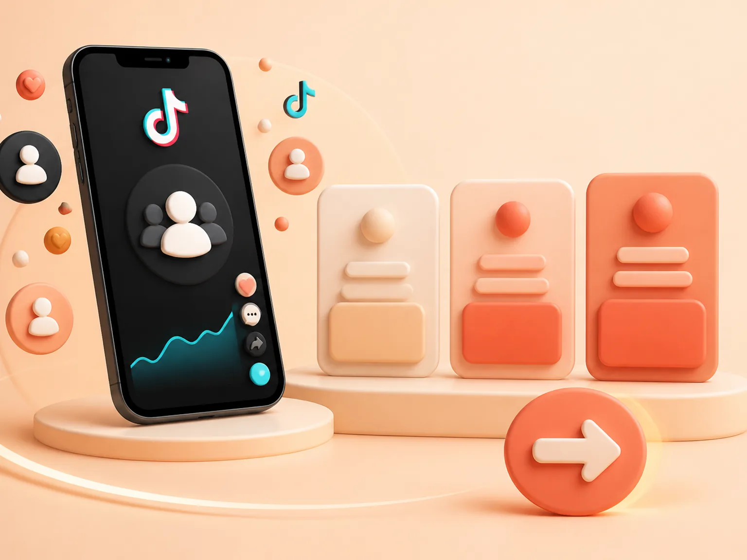 Buy TikTok Followers UK illustration showing package selection and checkout for this service