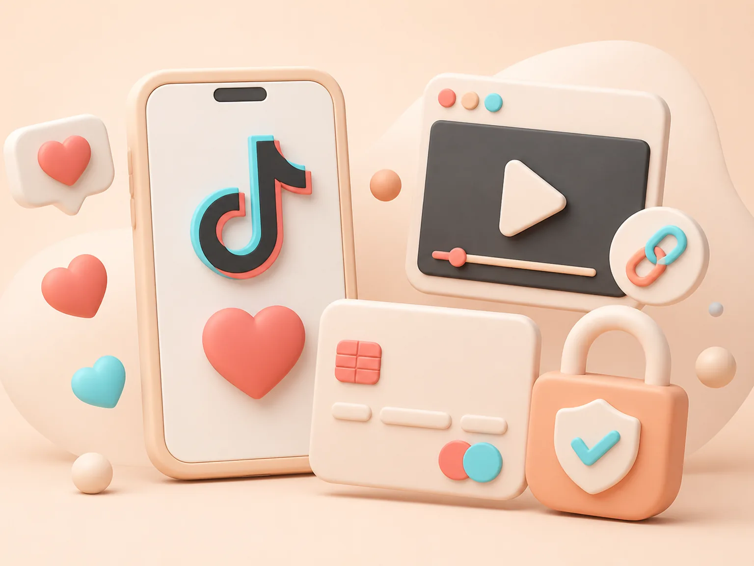 Buy TikTok Likes UK illustration showing a simple public-link order flow with no password required