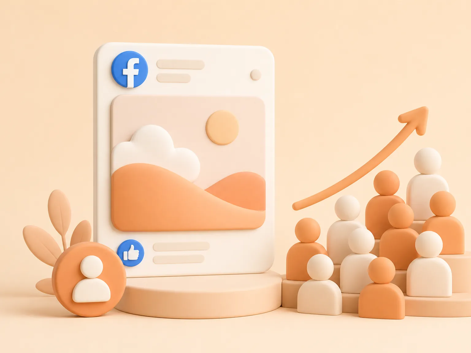 Buy Facebook Followers USA illustration showing visible Followers versus separate organic and business outcomes