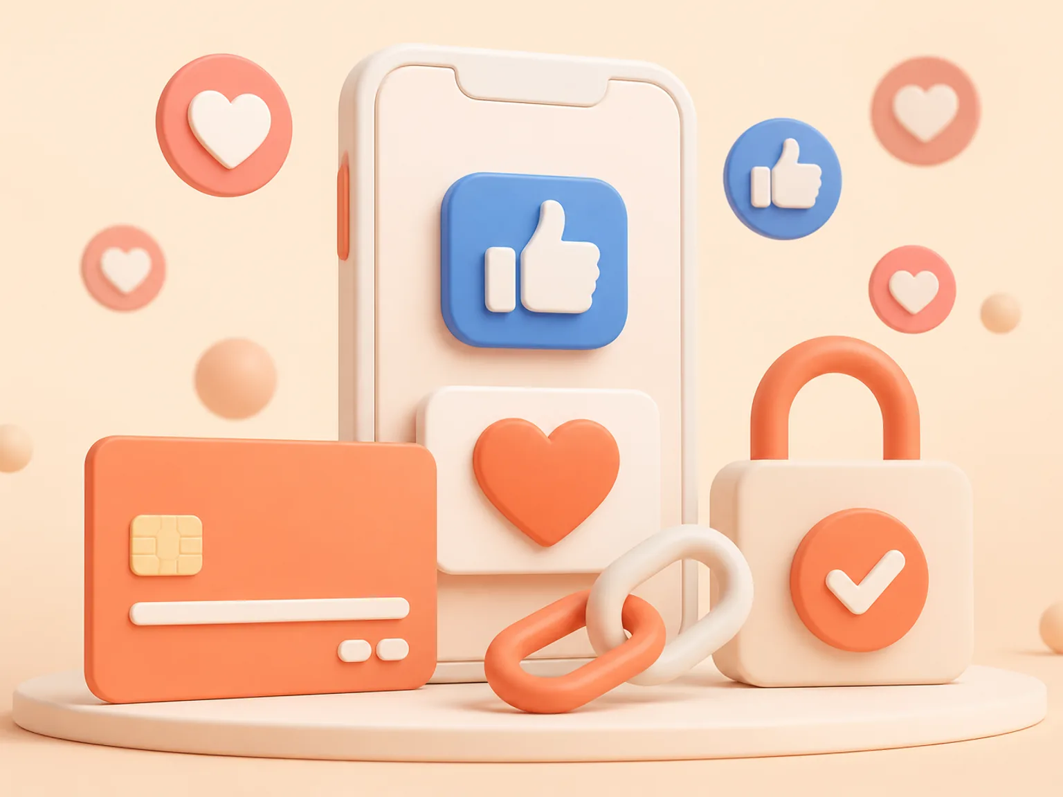 Buy Facebook Post Likes USA illustration showing a simple public-link order flow with no password required