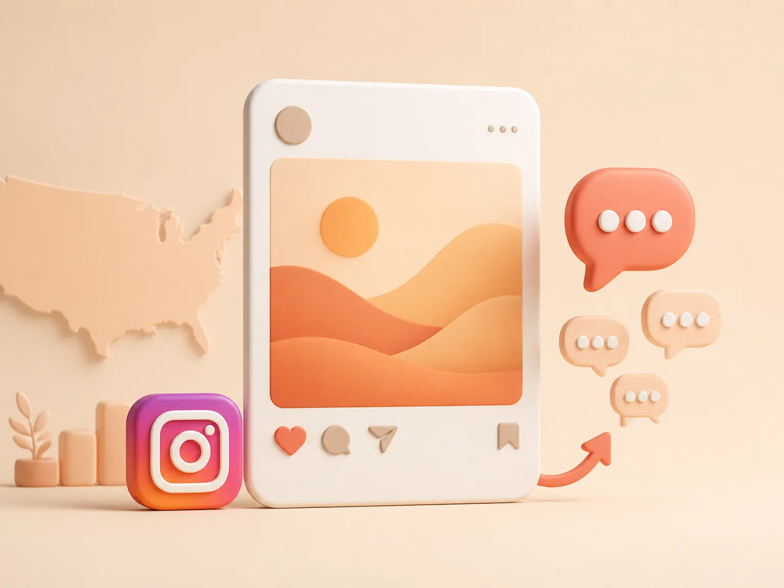 Buy Instagram Comments USA illustration showing visible Comments versus separate organic and business outcomes