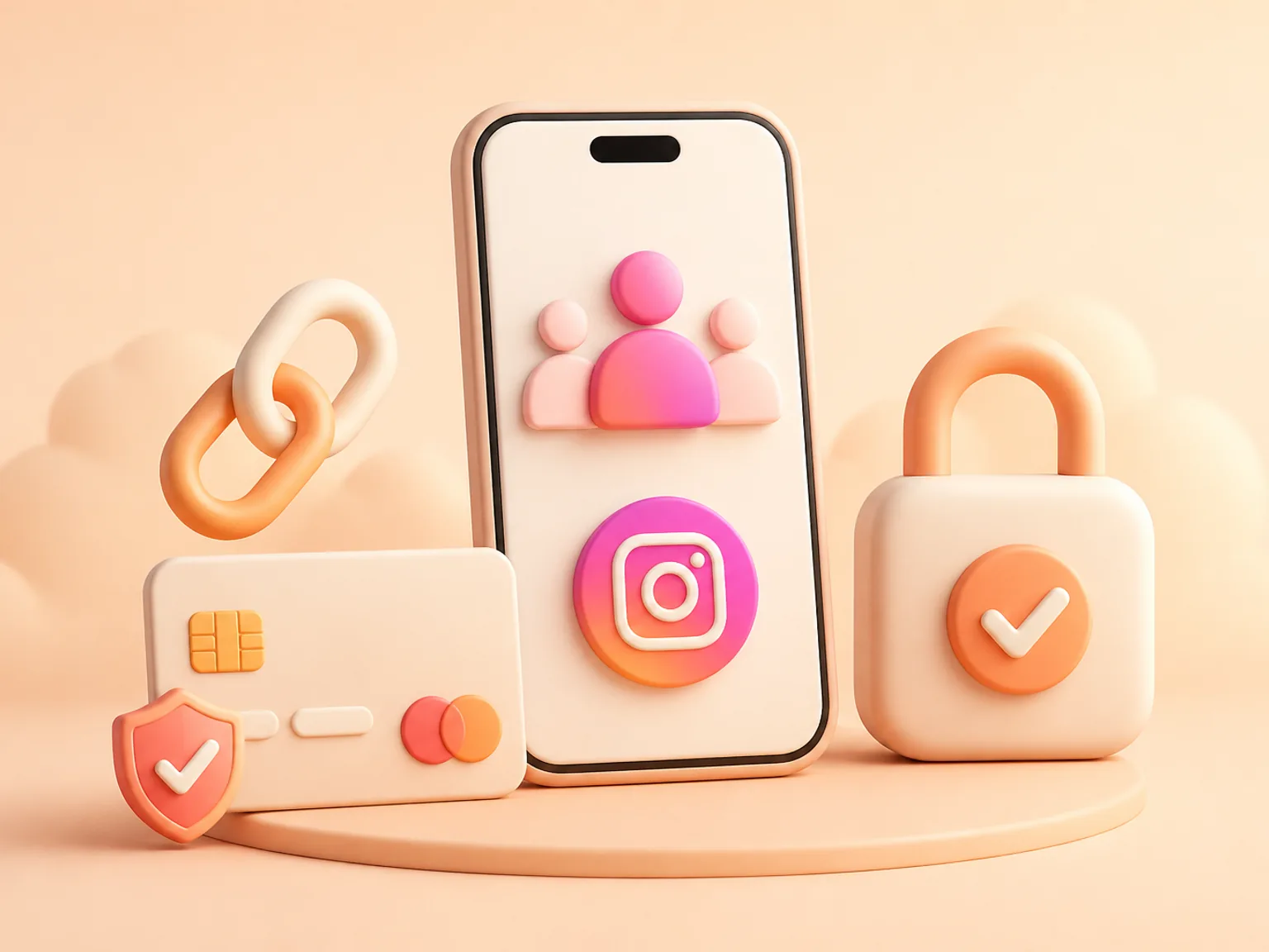 Buy Instagram Followers USA illustration showing a simple public-link order flow with no password required
