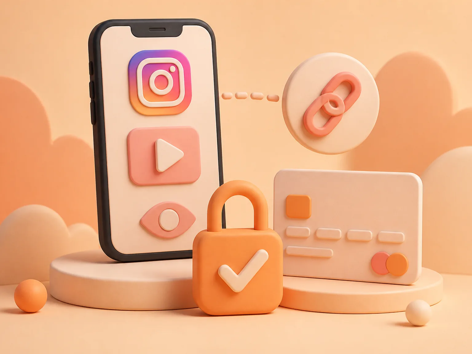 Buy Instagram Views USA illustration showing a simple public-link order flow with no password required