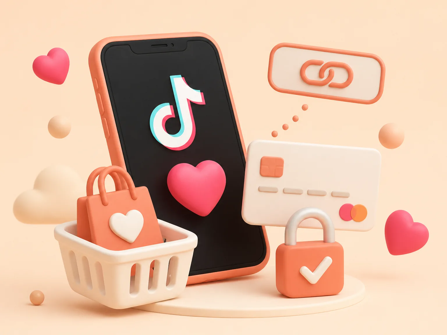 Buy TikTok Likes USA illustration showing a simple public-link order flow with no password required