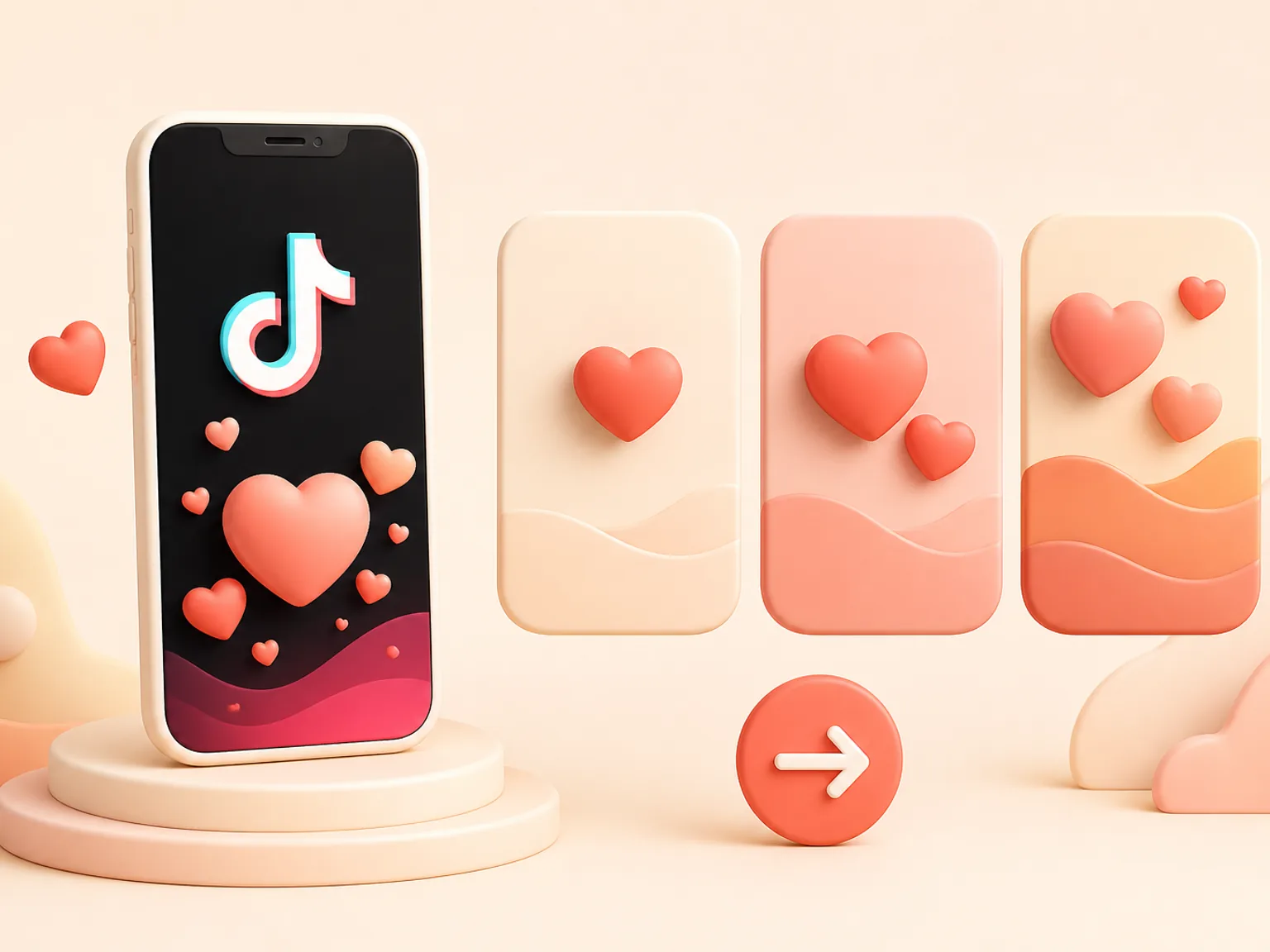 Buy TikTok Likes USA illustration showing package selection and checkout for this service