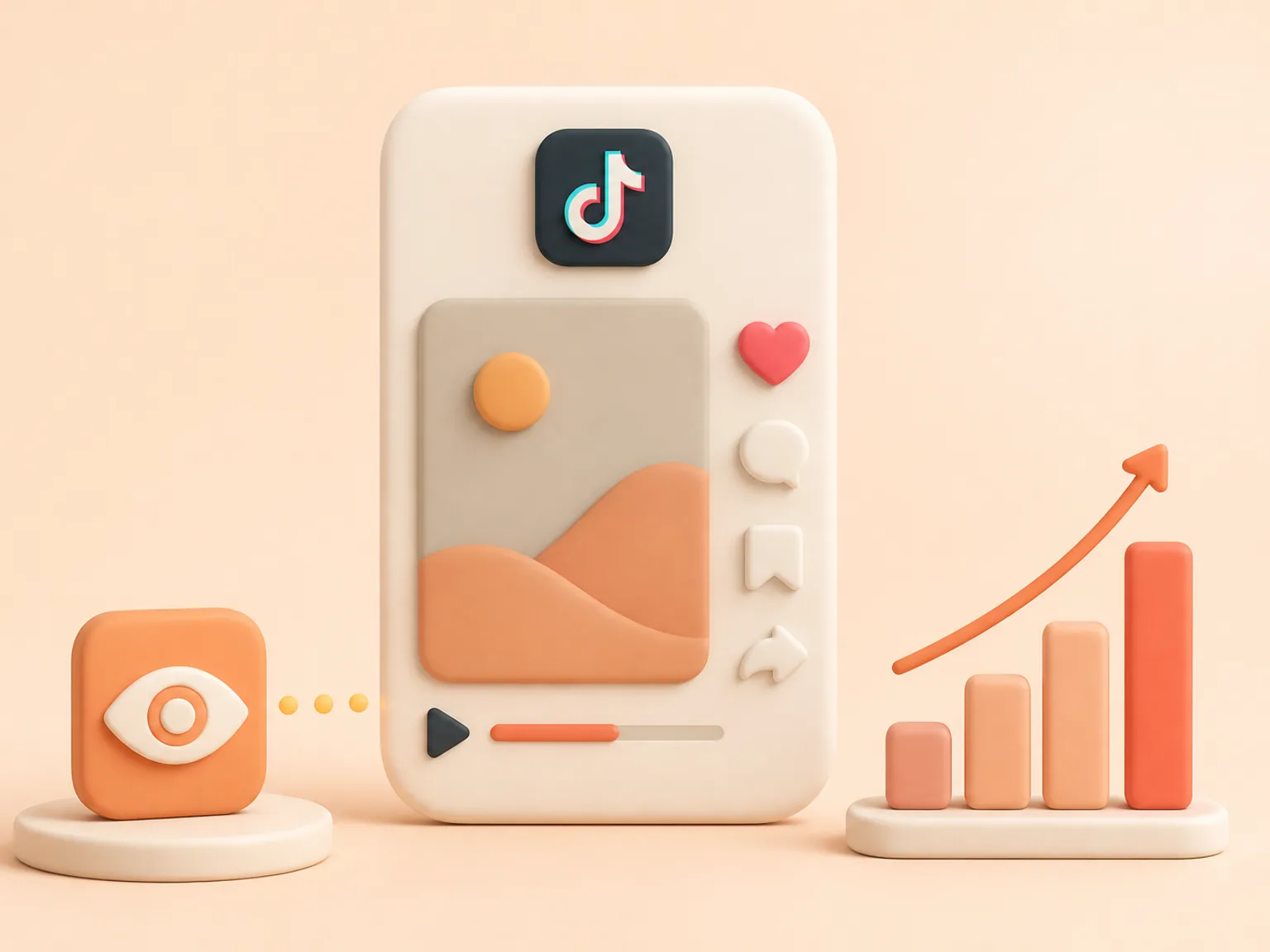 Buy TikTok Views USA illustration showing visible Views versus separate organic and business outcomes